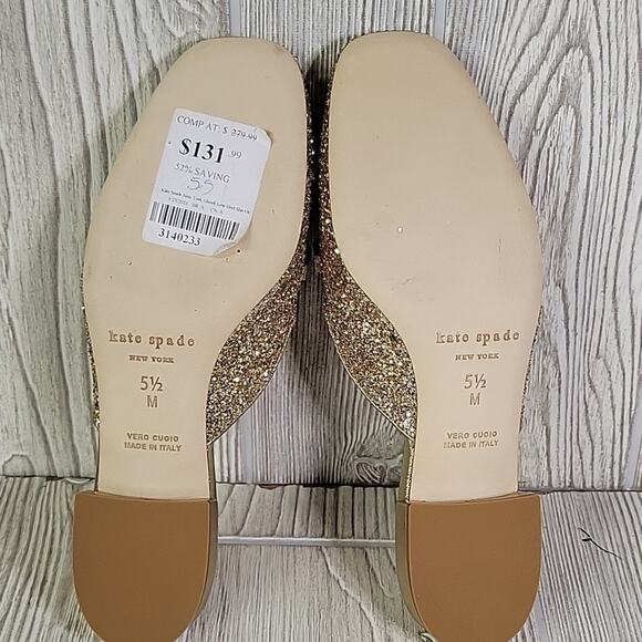 Kate Spade New York Glendi Gold Glitter Slip On Mules Womens Size 5.5 NEW - Picture 8 of 15